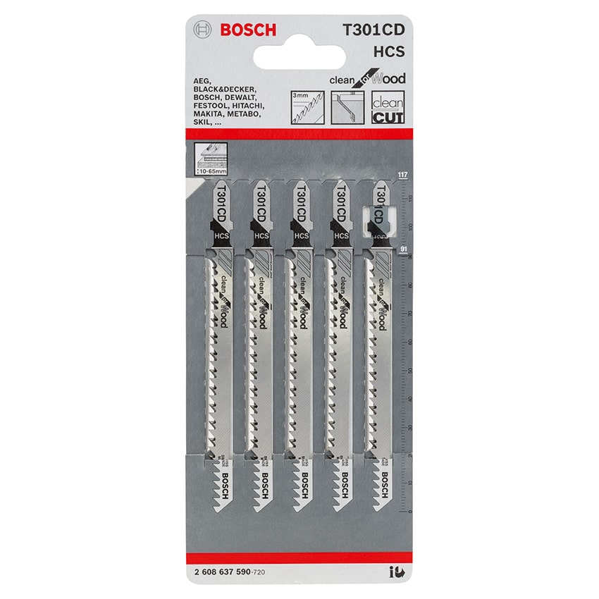 BOSCH BLADE JIGSAW HCS WOOD T 301 CD CLEAN 5PK