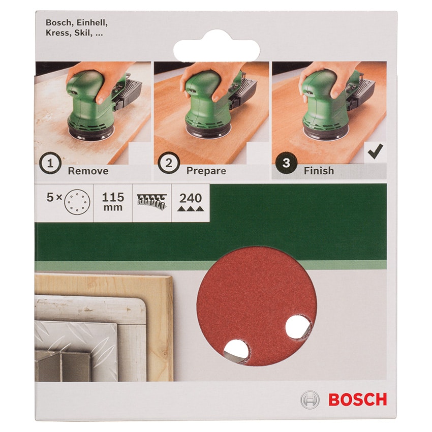 BOSCH SANDING SHEET 115MM 240GRIT FOR O/SANDERS