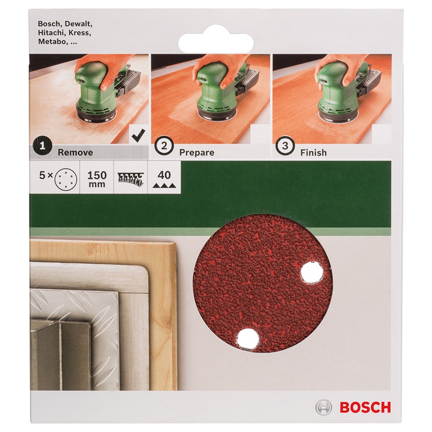 BOSCH SANDING SHEET 150MM 40GRIT FOR O/SANDERS