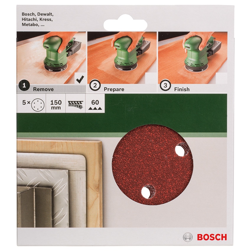 BOSCH SANDING SHEET 150MM 60GRIT FOR O/SANDERS