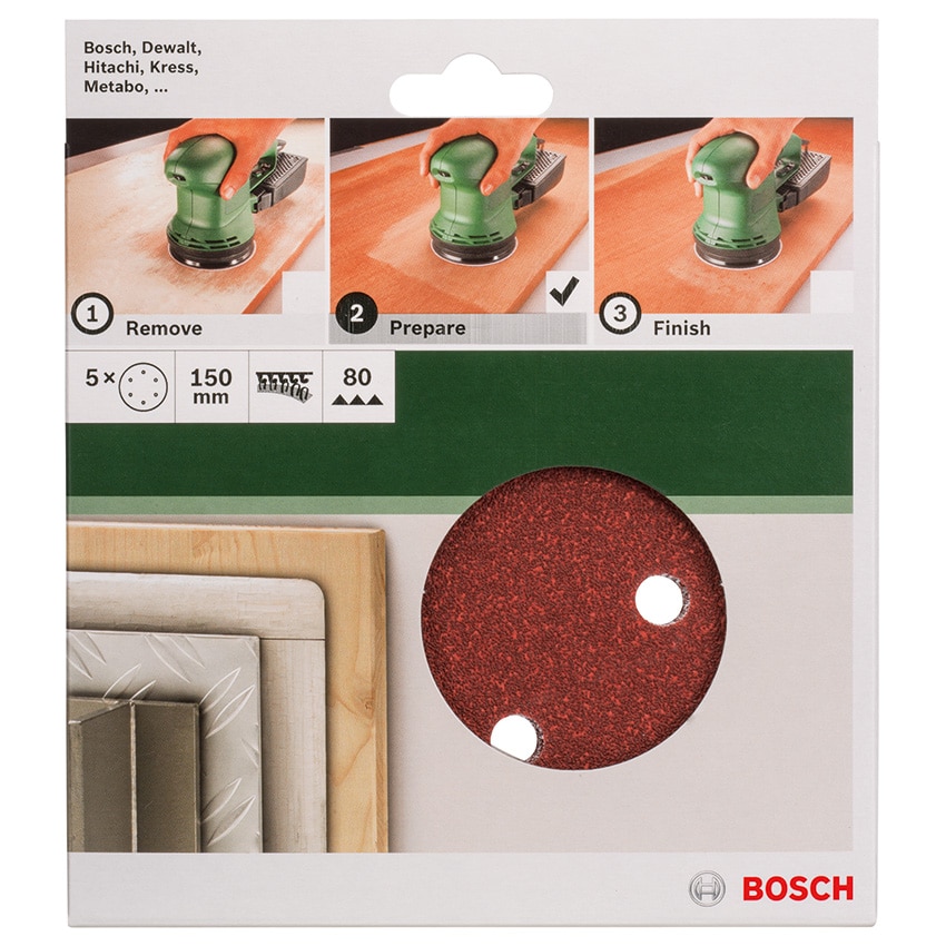 BOSCH SANDING SHEET 150MM 80GRIT FOR O/SANDERS