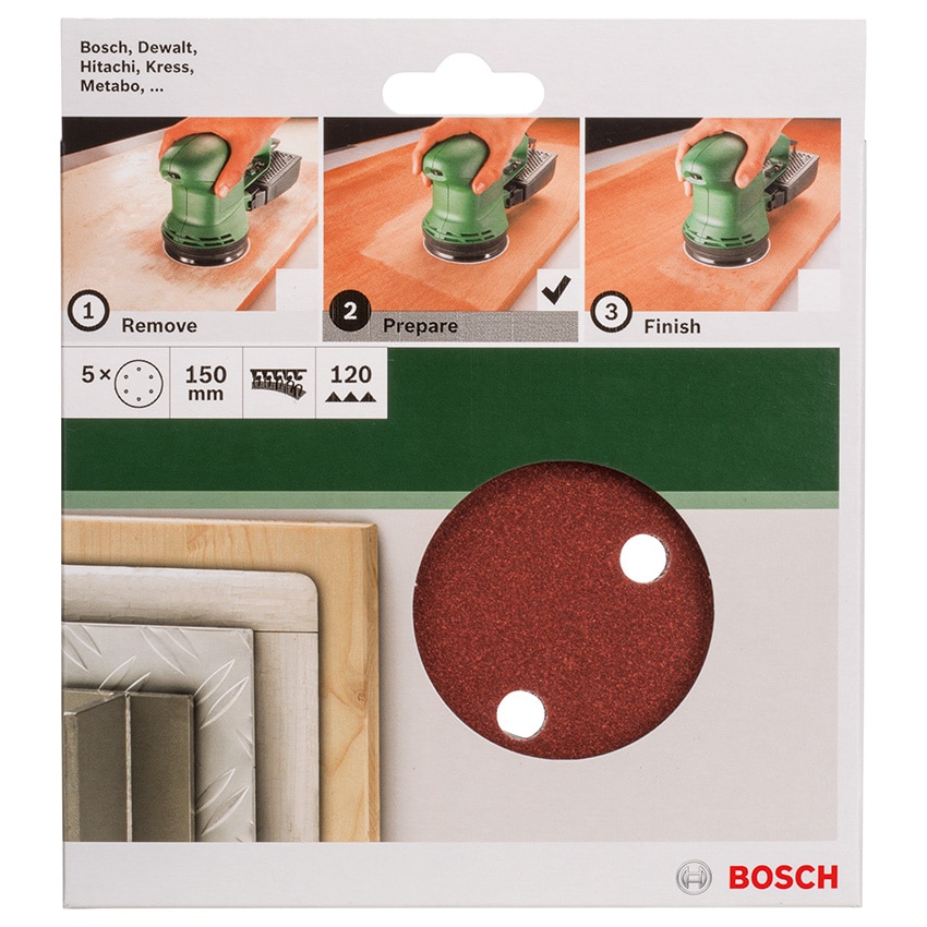 BOSCH SANDING SHEET 150MM 120GRIT FOR O/SANDERS
