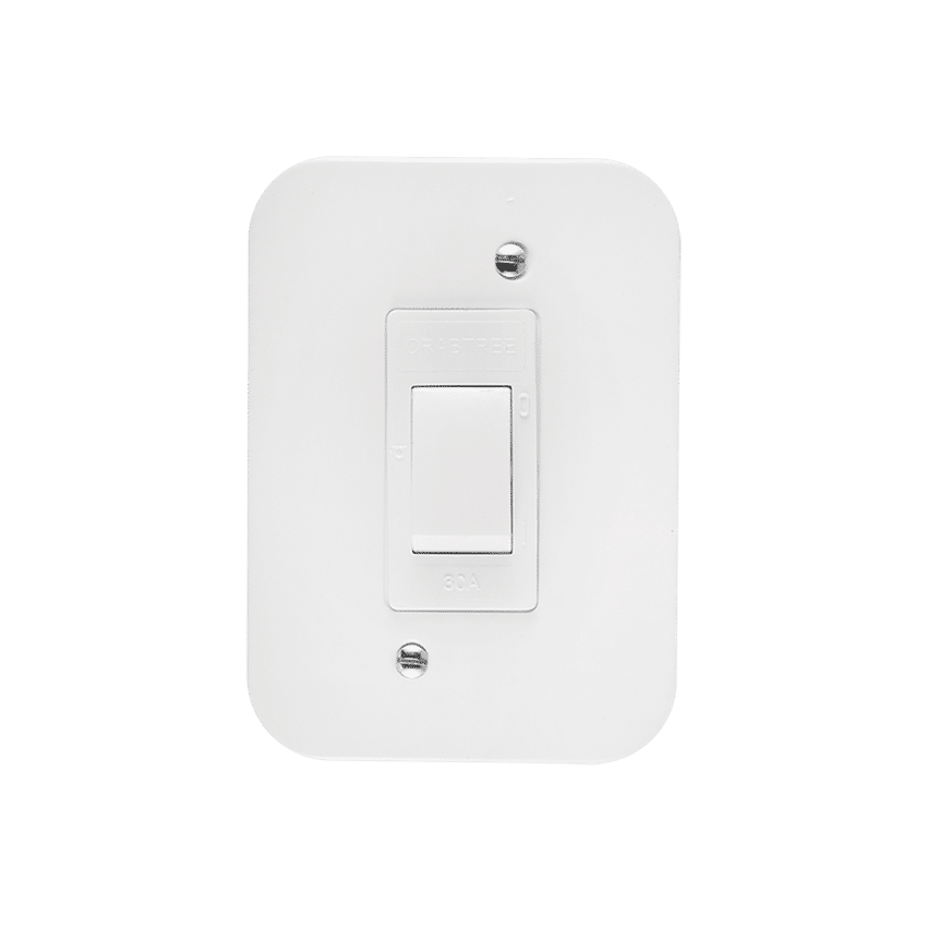 CRABTREE CLASSIC ISO IND 119X83 30A DP STL WHT