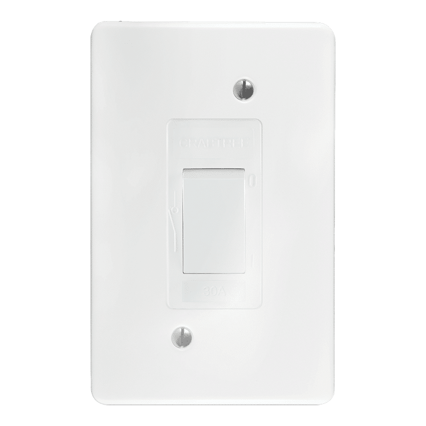 CRABTREE CLASSIC ISO+COVER 4X2 30A DP STL WHT