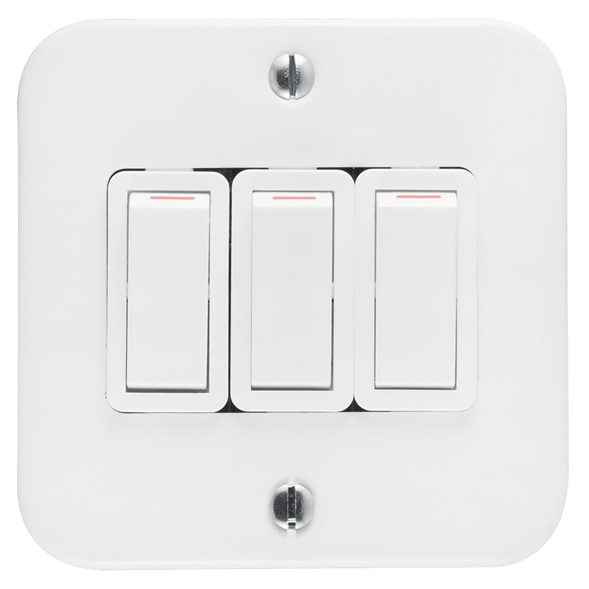 CRABTREE CLASSIC SWITCH IND 75X75 3L1W 20A STL WHT