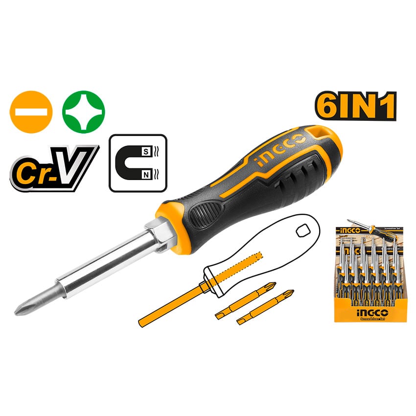 INGCO SCREWDRIVER SET 6-IN-1
