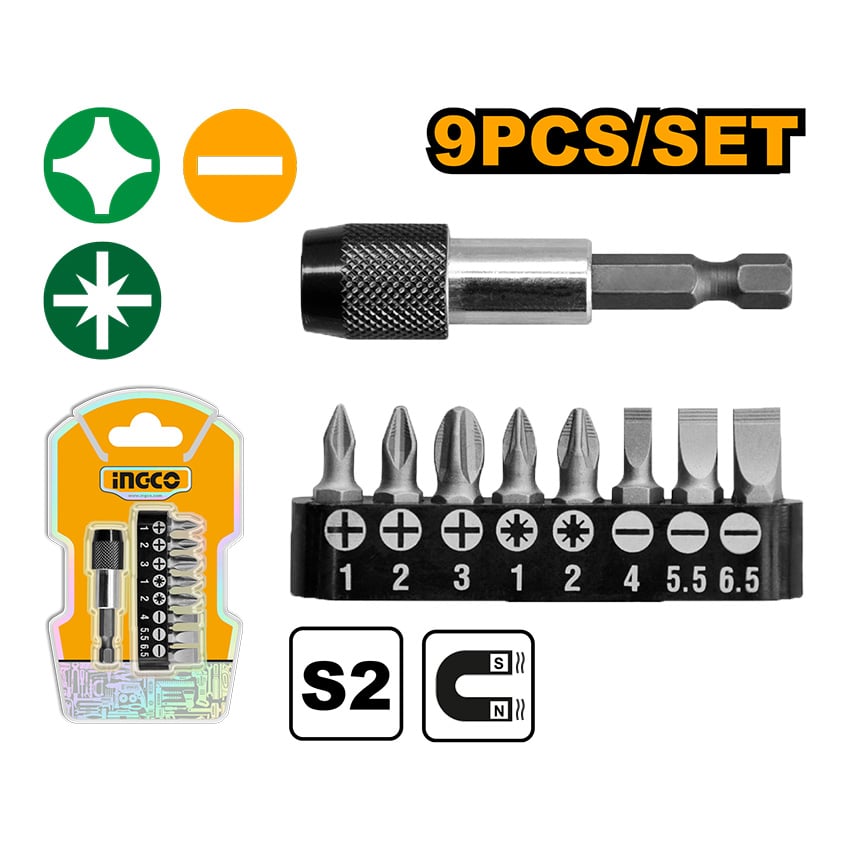 INGCO BIT SCREWDRIVER 9PCE AKSD0071