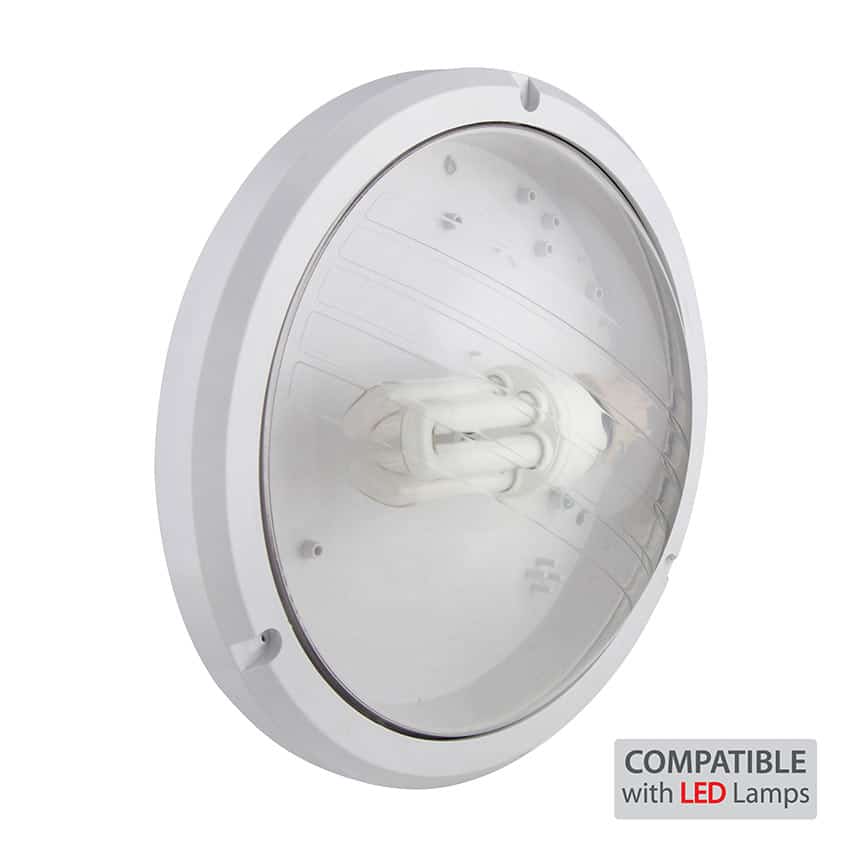 Eurolux ABS Bulkhead - White - 270mm - Clear Lens