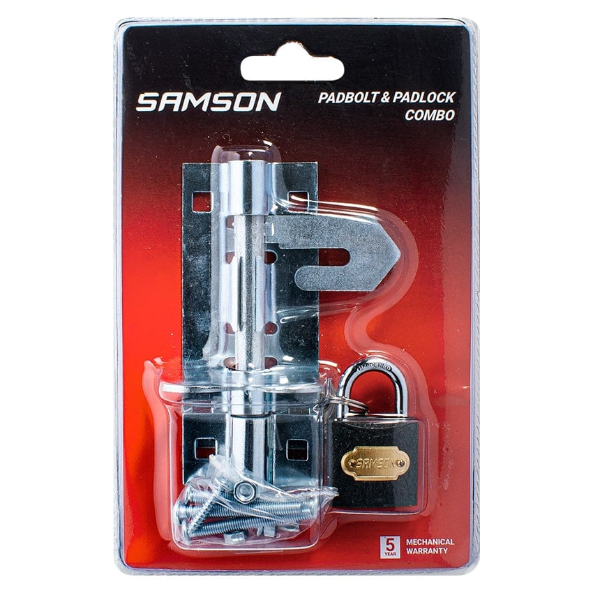 Samson 100mm Padbolt + 32mm Iron Padlock Set