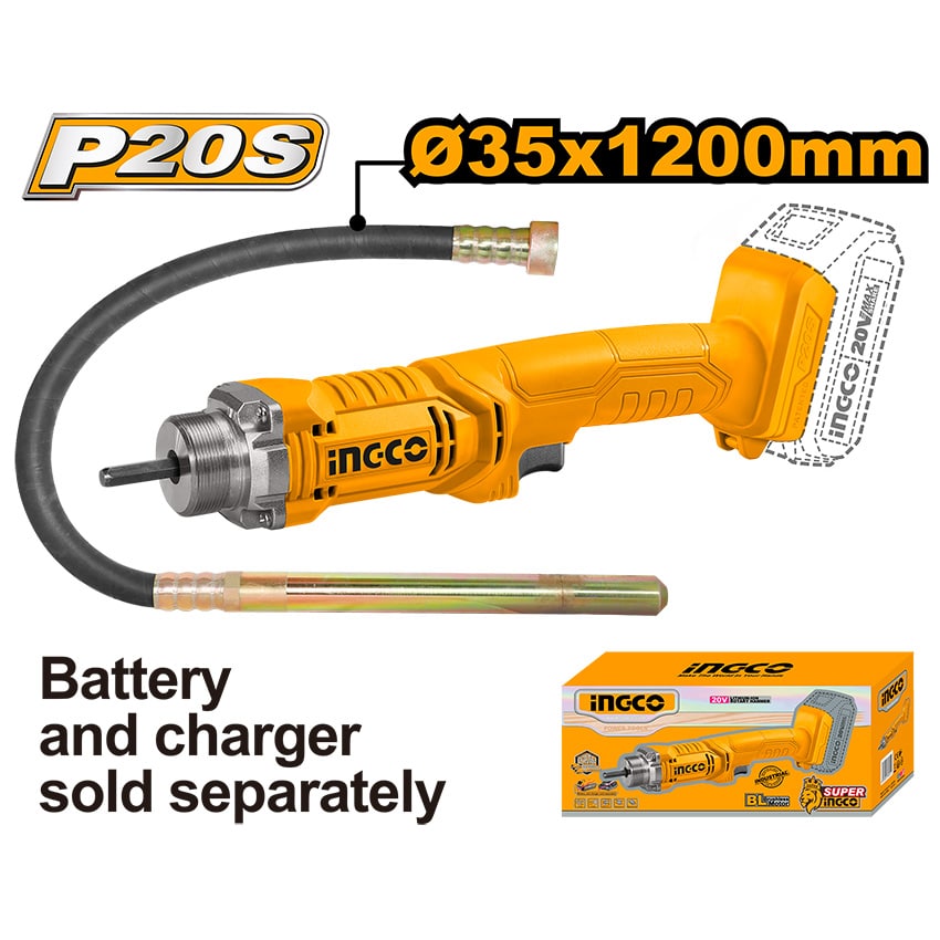 INGCO CONCRETE VIBRATOR LITHIUM-ION 20V