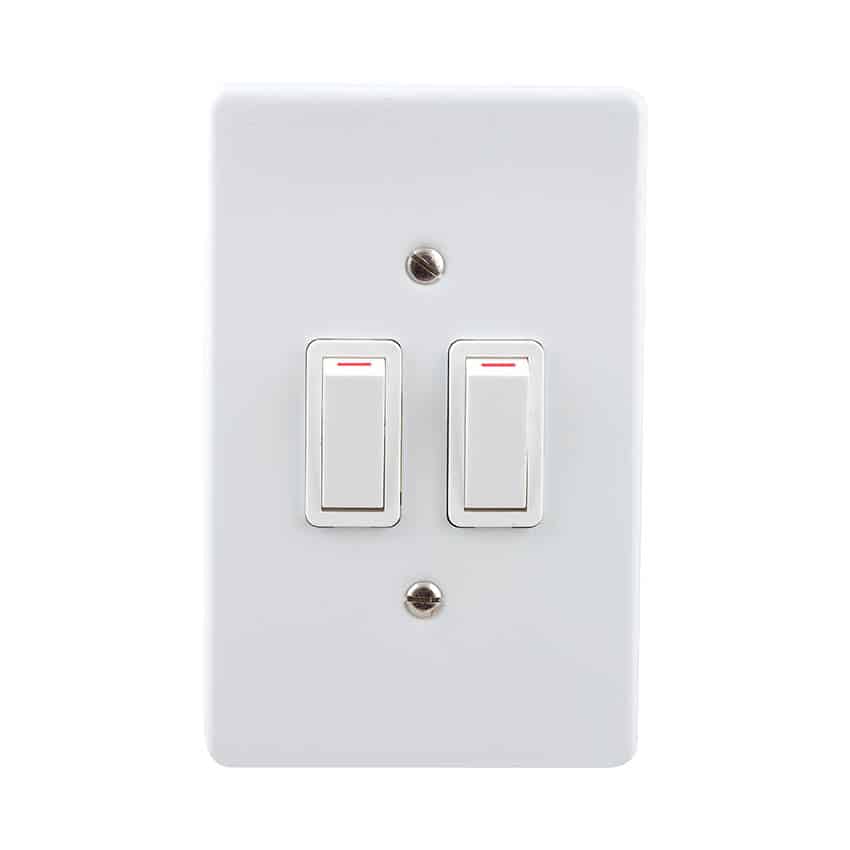 CRABTREE CLASSIC SWITCH +COV 4X2 2L 1W 20A STL WHT