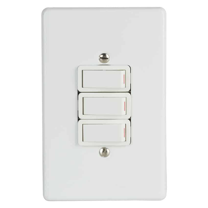 CRABTREE CLASSIC SWITCH +COV 4X2 3L 1W 20A STL WHT