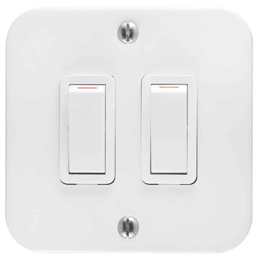 CRABTREE CLASSIC SWITCH IND 75X75 2L1W 20A STL WHT