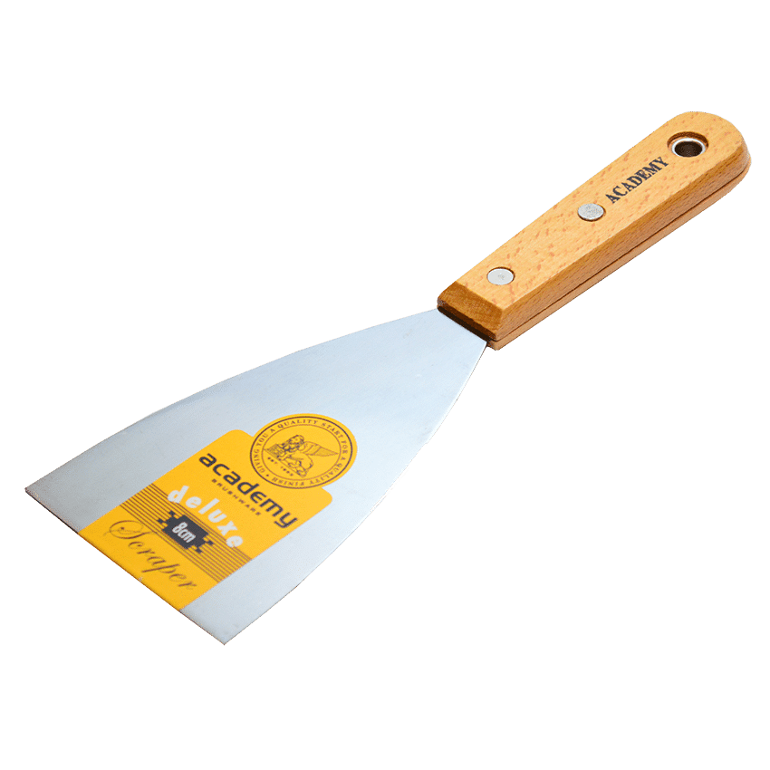 ACADEMY DELUXE SCRAPER WITH WOODEN HANDLE - 80MM