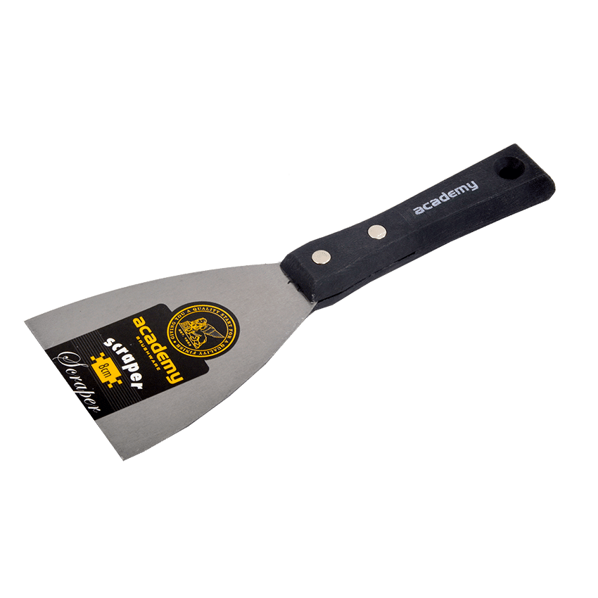ACADEMY SCRAPER WITH BLACK PAINTED HANDLE - 80MM