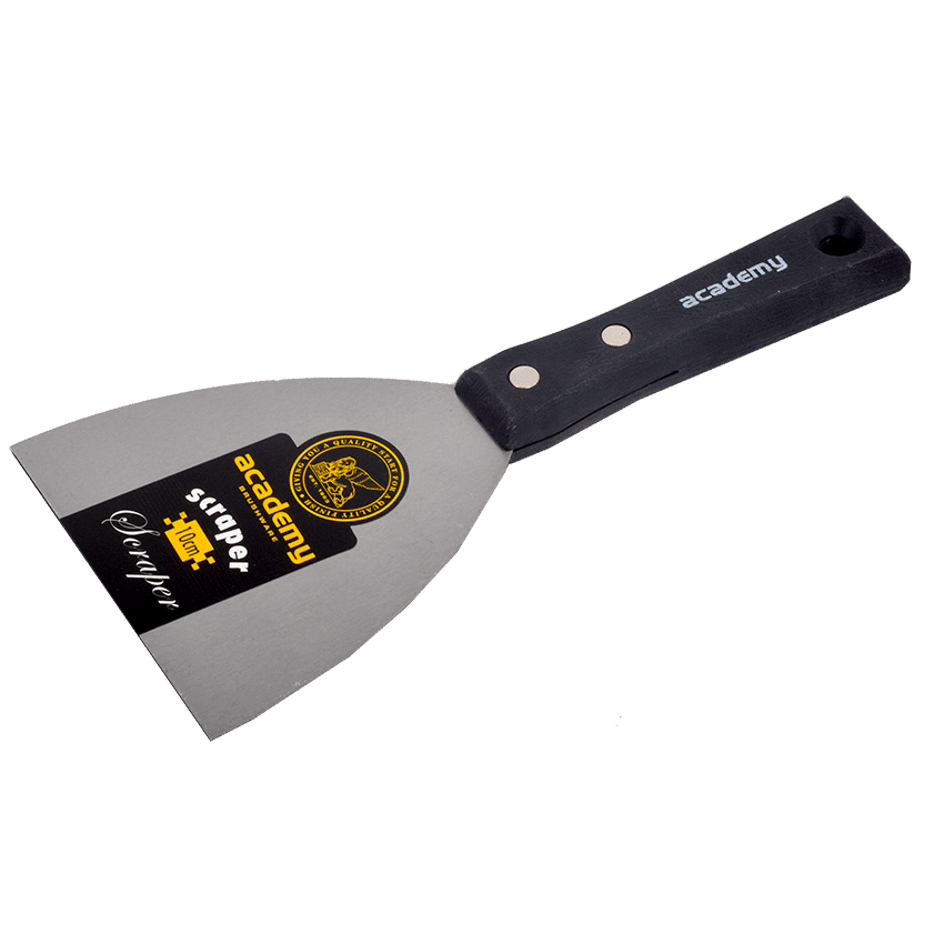 ACADEMY SCRAPER WITH BLACK PAINTED HANDLE - 100MM