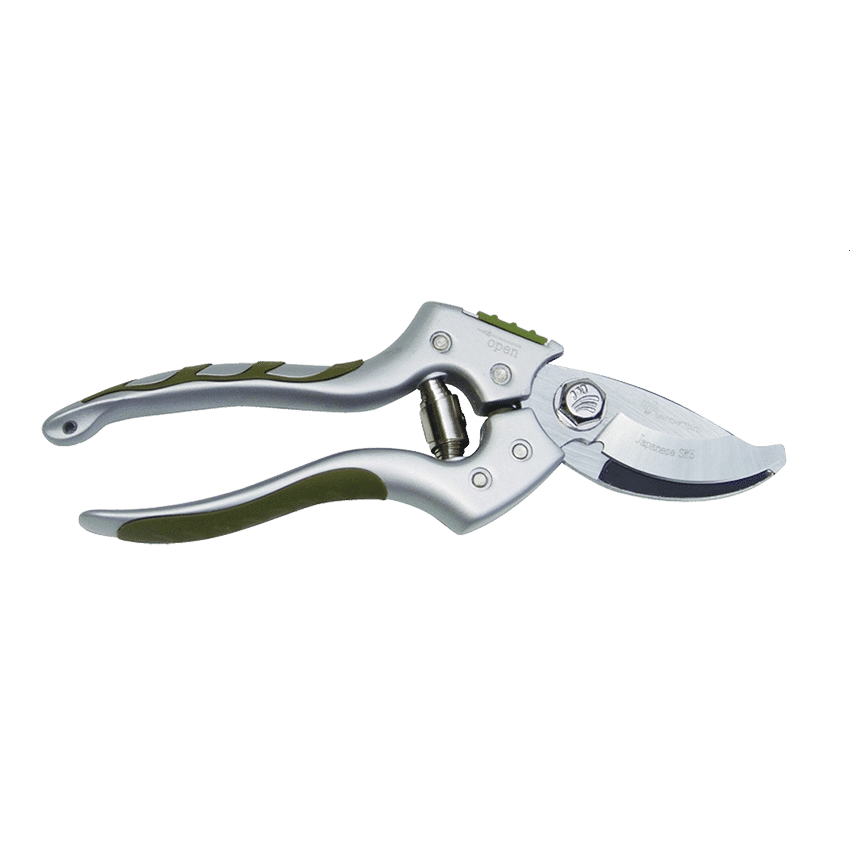GRO ALUMINIUM FORGED BYPASS PRUNER - 20CM - SILVER/GREEN
