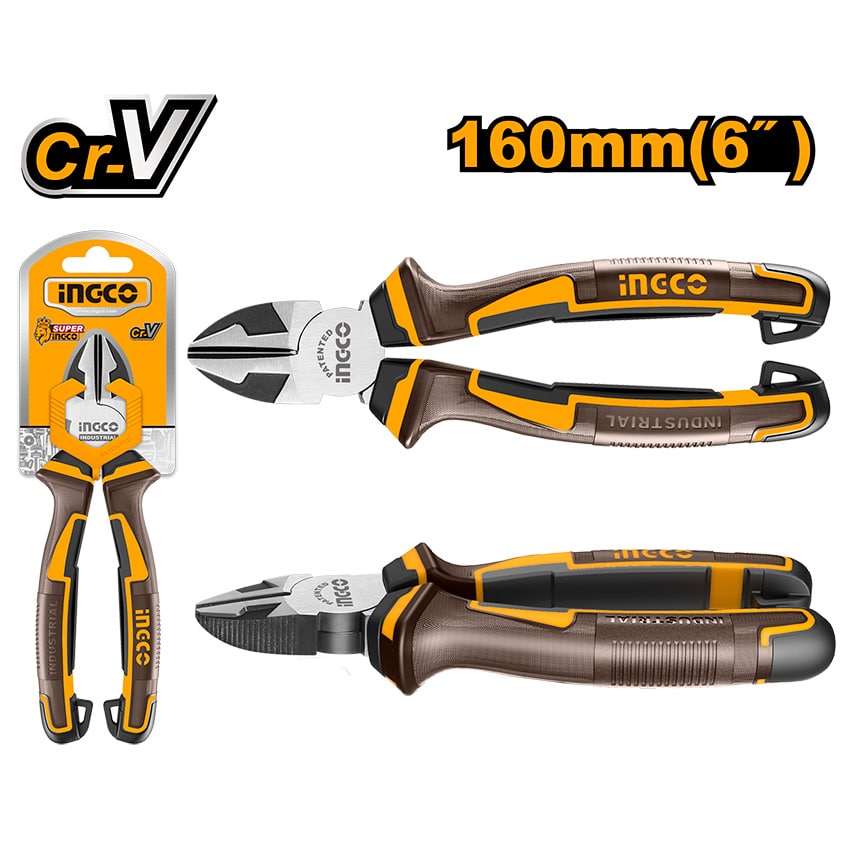 INGCO PLIER DIAGONAL CUTTING 160MM BLK FINISH