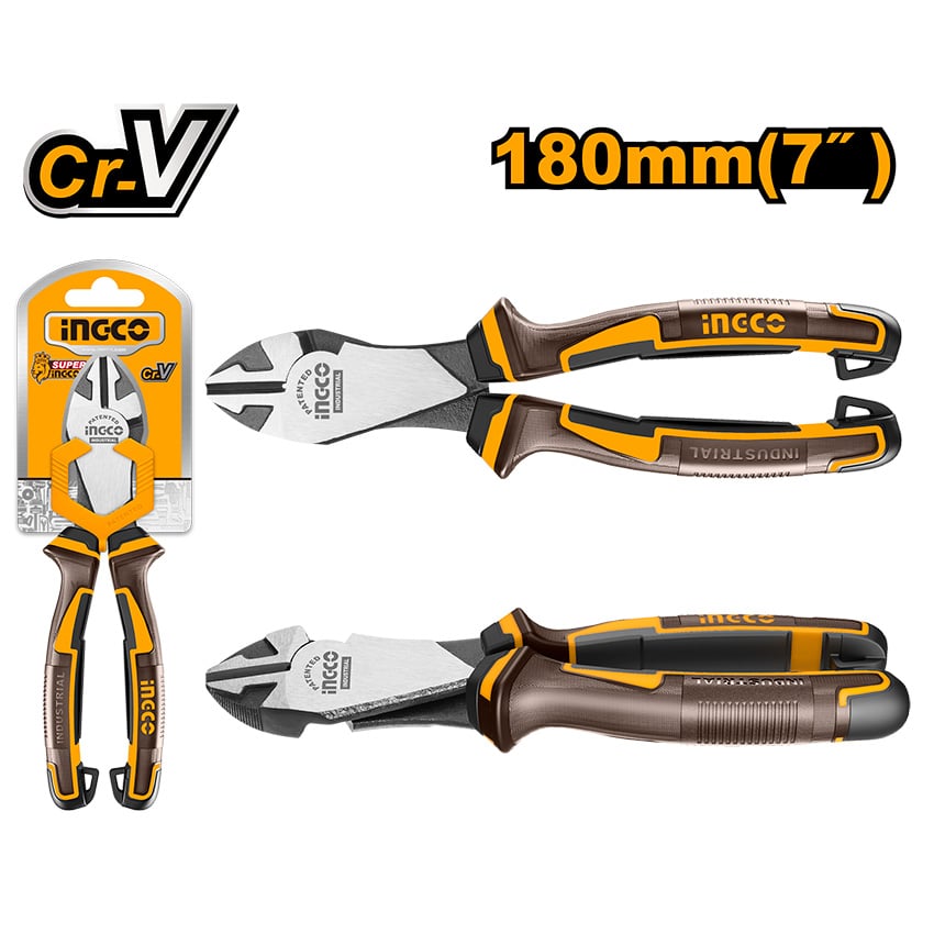 INGCO PLIER DIAGONAL CUTTING HD 180MM BLK FINISH