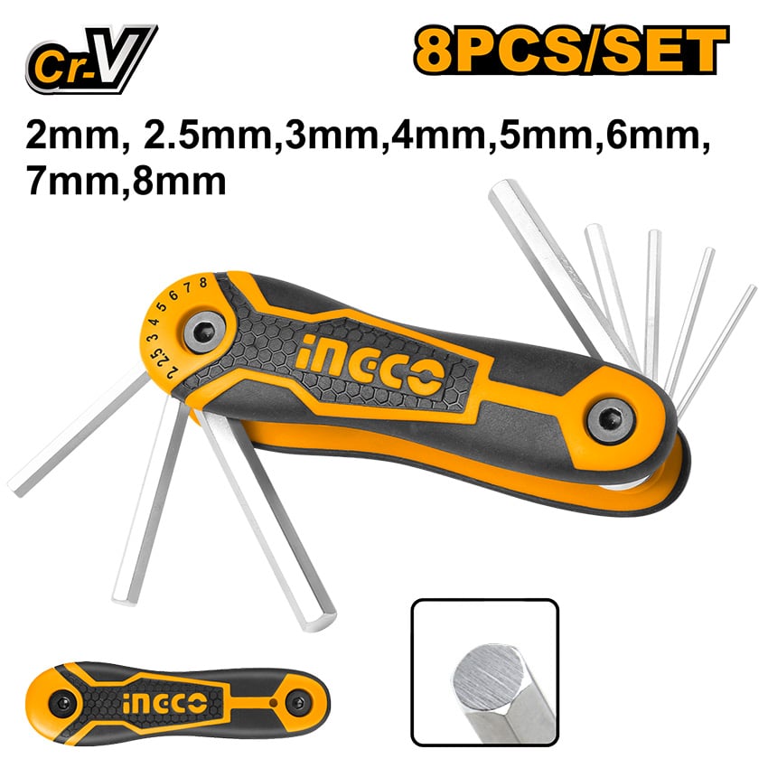 INGCO ALLEN KEY HEX 2-8MM 8PCE