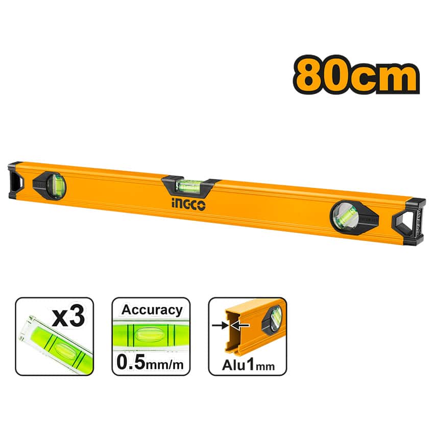 INGCO LEVELLING SPIRIT LEVEL ALUM 80CM