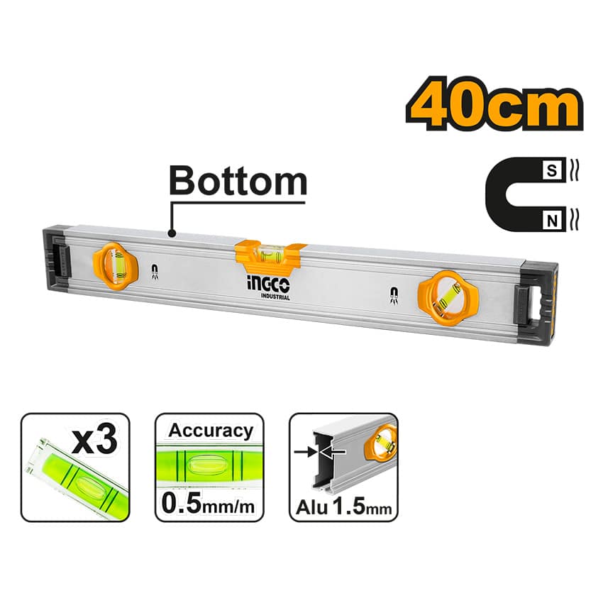INGCO LEVELLING SPIRIT LEVEL W/MAGNET 40CM
