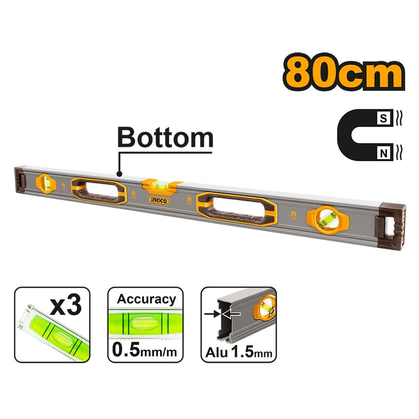 INGCO LEVELLING SPIRIT LEVEL W/MAGNET 80CM
