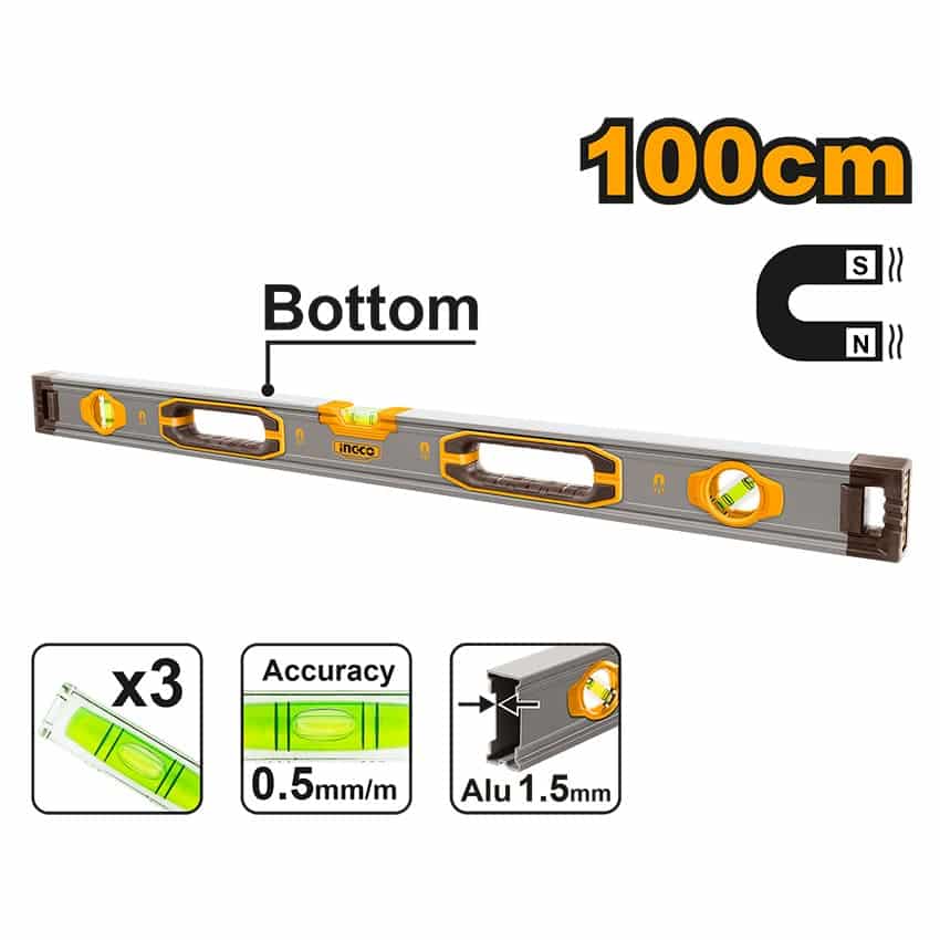 INGCO LEVELLING SPIRIT LEVEL W/MAGNET 100CM