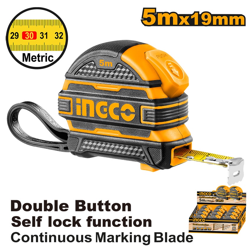 INGCO TAPE MEASURE R/CASE 5MX19MM 12 IN DISPLAY