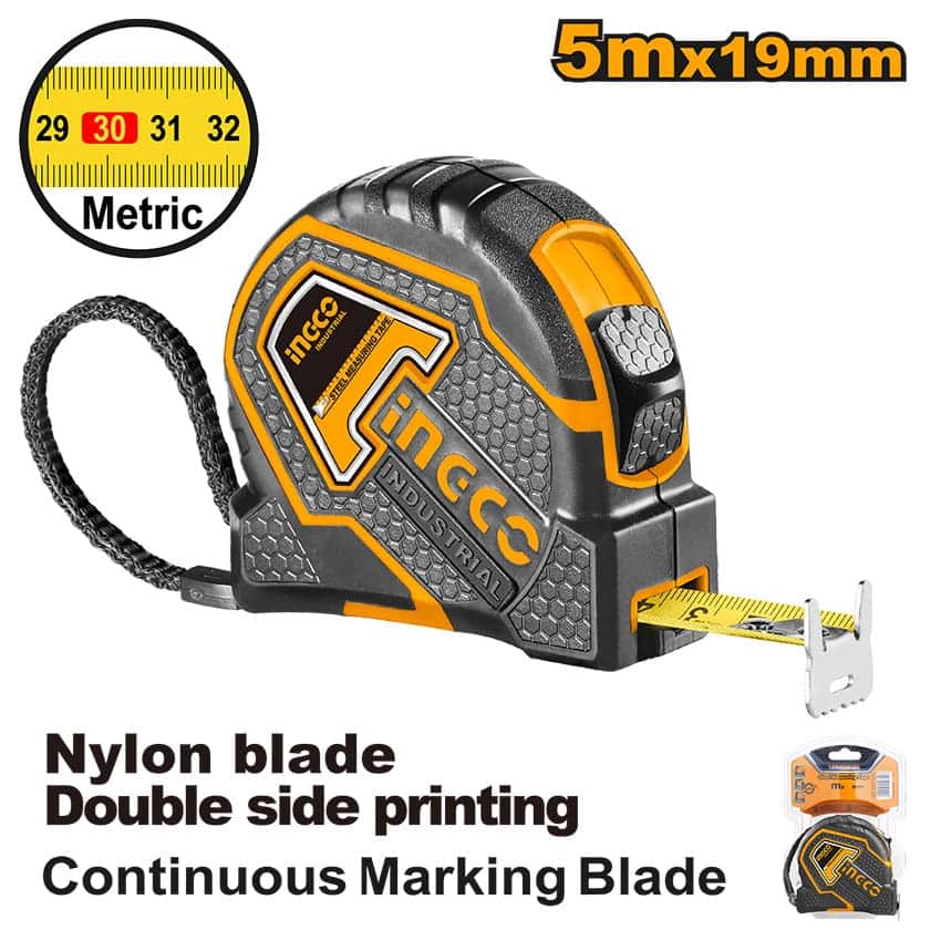 INGCO TAPE MEASURE STEEL NYLONE BLADE 19MMX5M