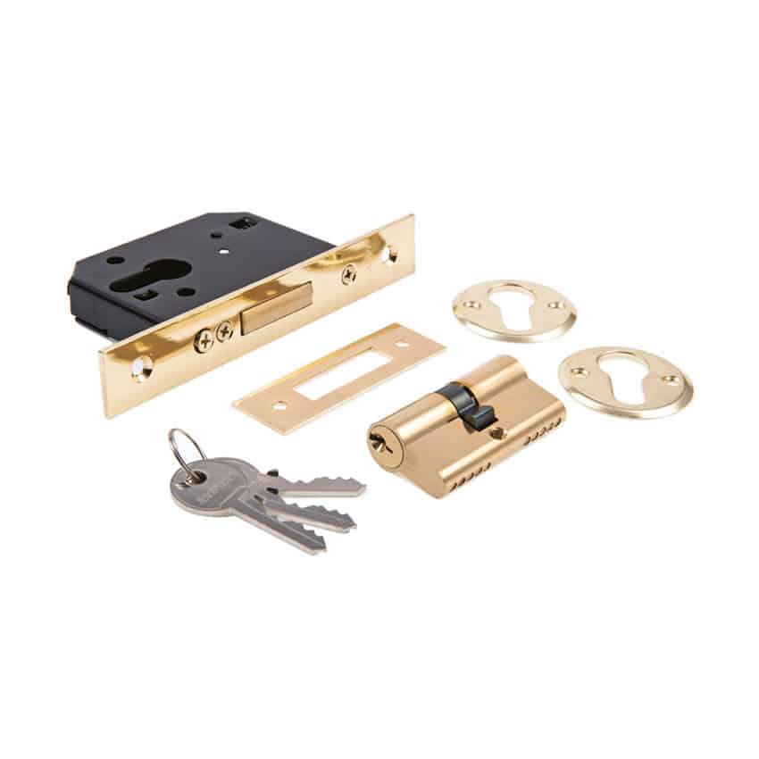 Jaguar Cylinder Lock - Deadlock Mortice - Brass - 40mm