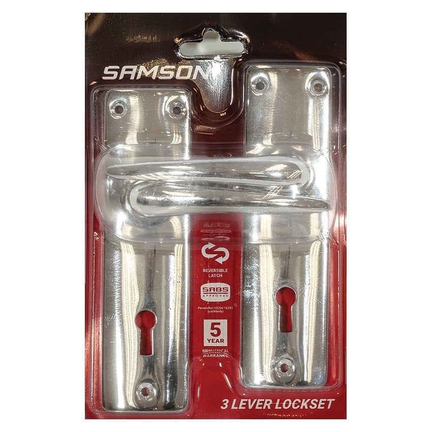 Samson Lockset Key 3 Lever SABS - Chrome Plated