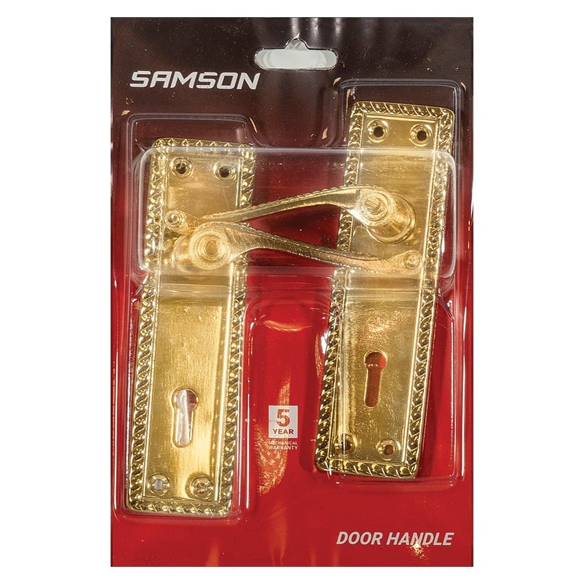 Samson Lockset Key 3 Lever Georgian 6 Inch - Brass Plated