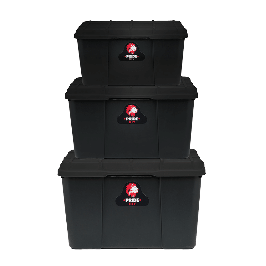 PRIDE 3 PIECE STORAGE BOXES - FULL BLACK
