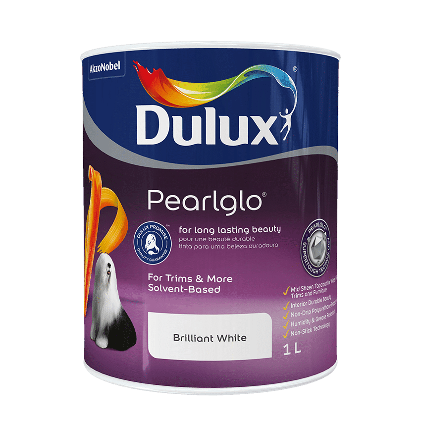 Dulux Pearlglo Solvent Based - 1L - Brilliant White