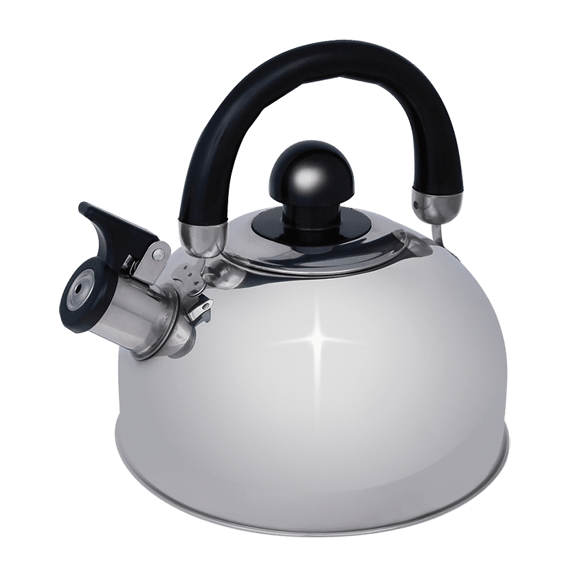 OZTRAIL CAMPFIRE STAINLESS STEEL WHISTLING KETTLE - 2.5L - SILVER