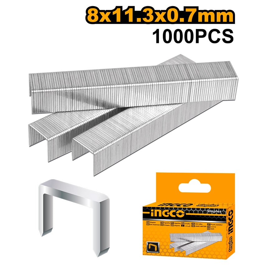 INGCO STAPLES 0.7X8MM 1000PCE STS0108