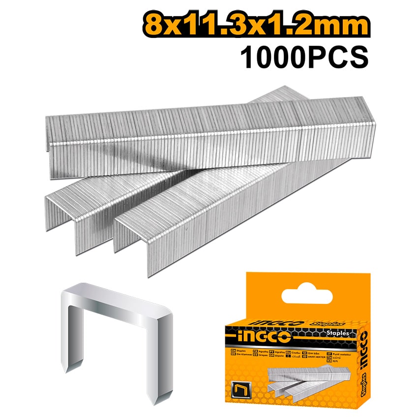 INGCO STAPLES 1.2X8MM 1000PCE STS0208