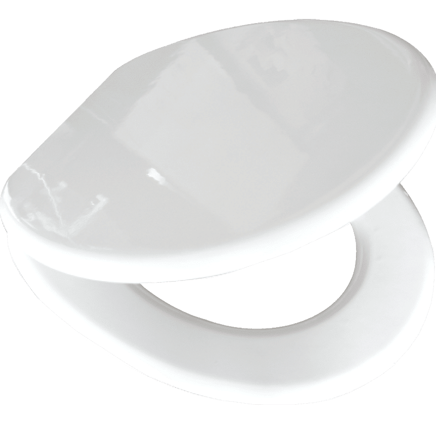 White Wooden Toilet Seat with CP Hinges
