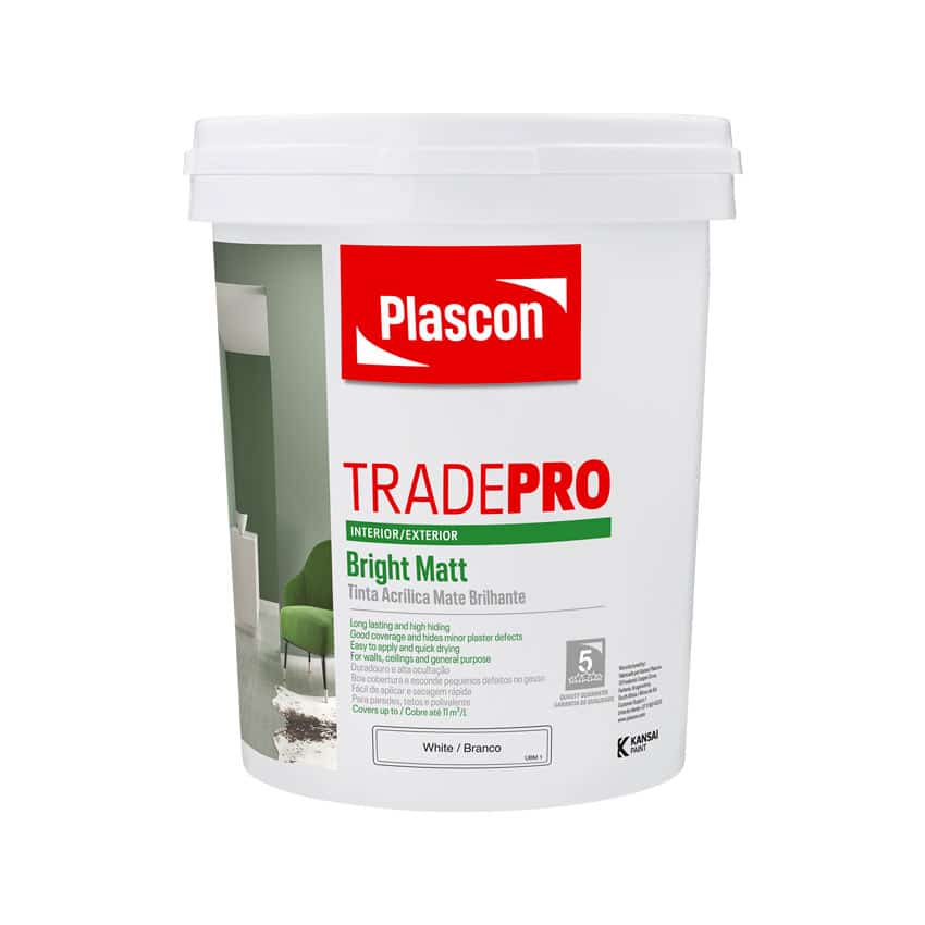 PLASCON TRADEPRO BRIGHT MATT WHITE 20L