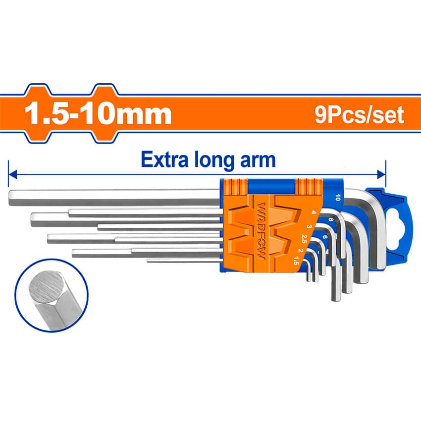 WADFOW ALLEN KEYS HEX X-LONG 9PCE