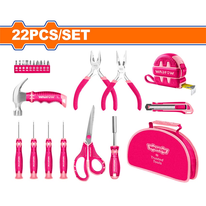 WADFOW HAND TOOL SET PINK 22PCE