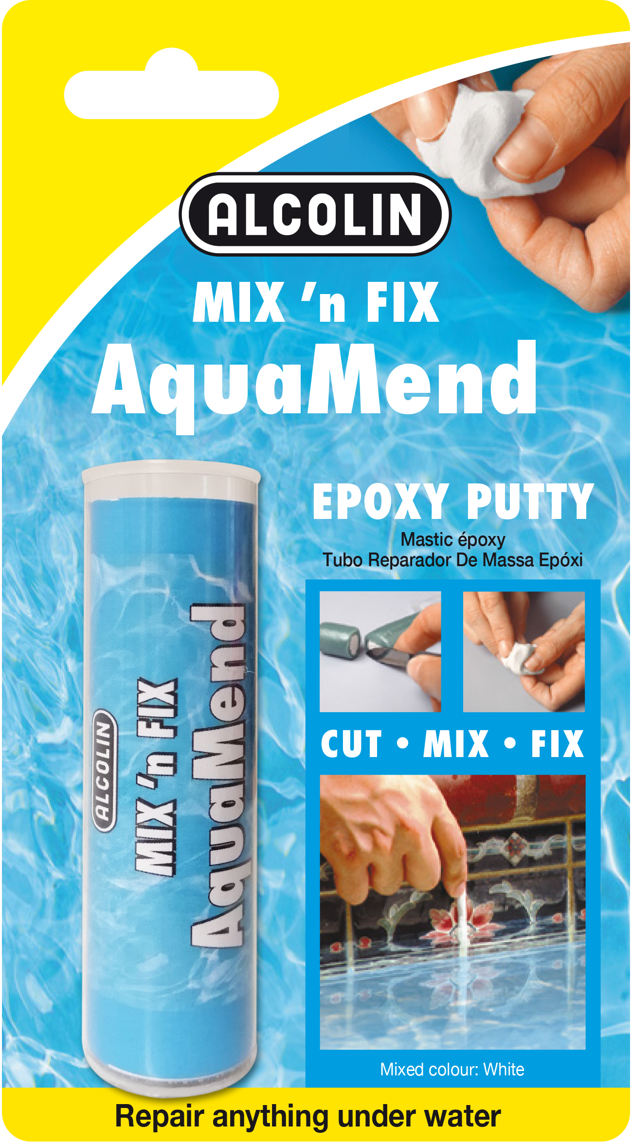 Alcolin Mix 'n Fix Aquamend Epoxy Putty Stick - 57g