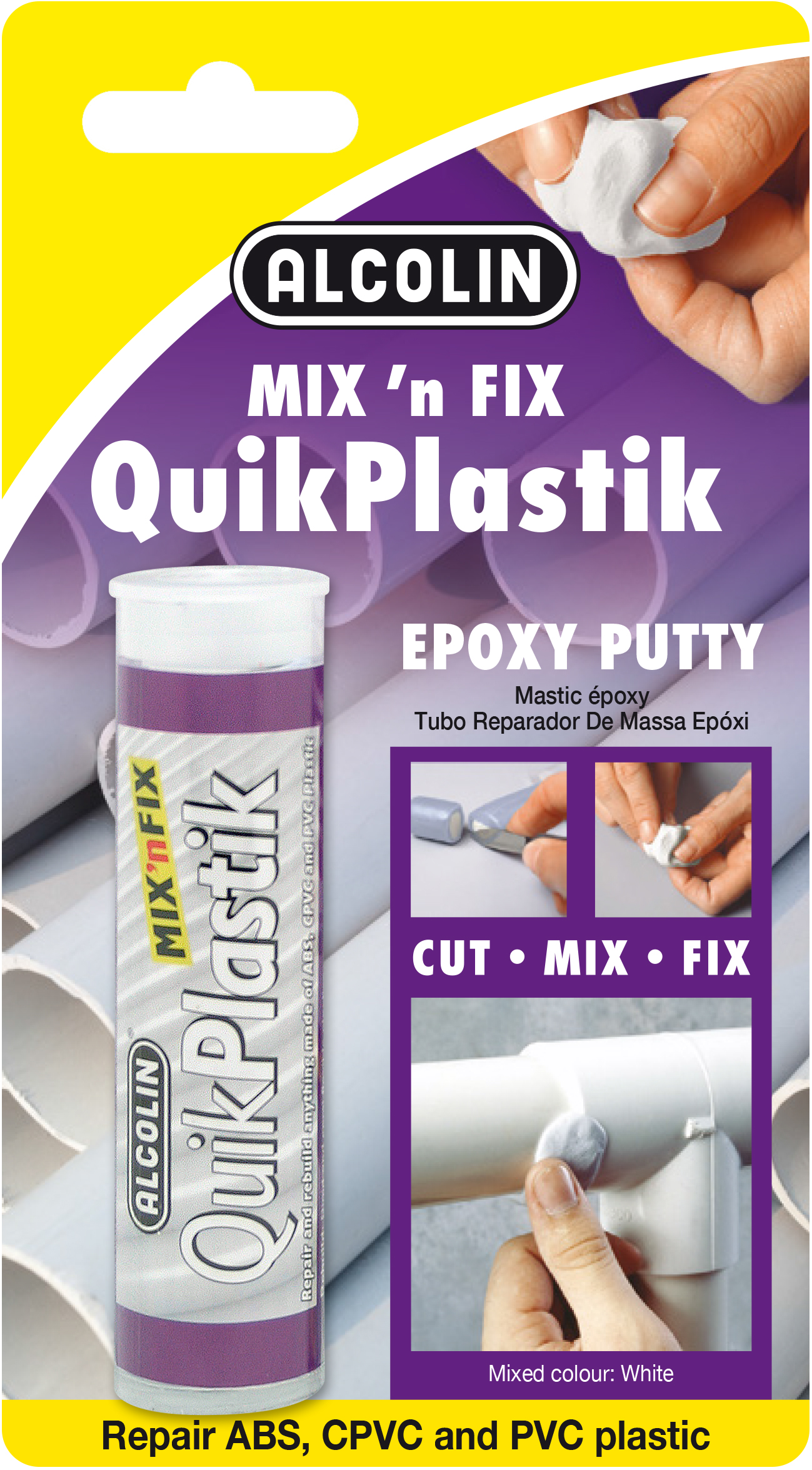 Alcolin Mix 'n Fix Quikplastik Epoxy Putty Stick - 57g