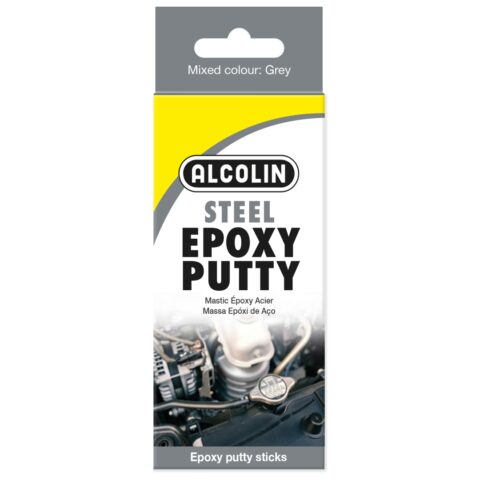 Alcolin Hand-Mouldable Epoxy Putty Steel - 2 x 60g