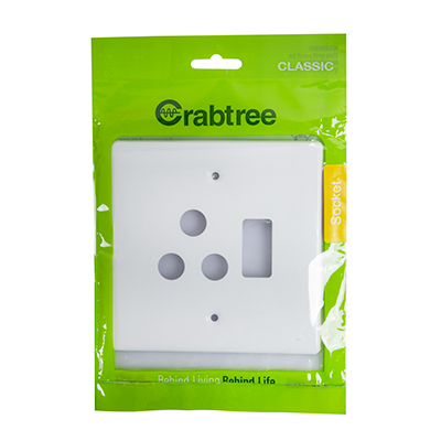 Crabtree Classic Sng. Socket Coverplate 100x100 White