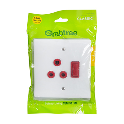 Crabtree Classic Dedic. Sng. Socket 100x100 White C/P