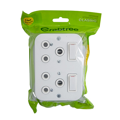 Crabtree Classic Ind. Dbl. Socket 83x119 White