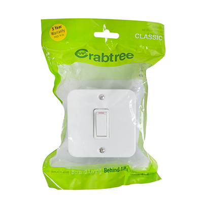 Crabtree Classic Ind. 1L1W Switch 75x75 White