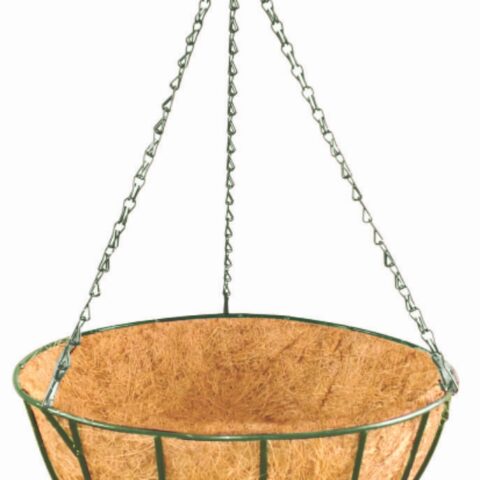 FDB BASKET HANGING 12IN GREEN WITH COCO LINER